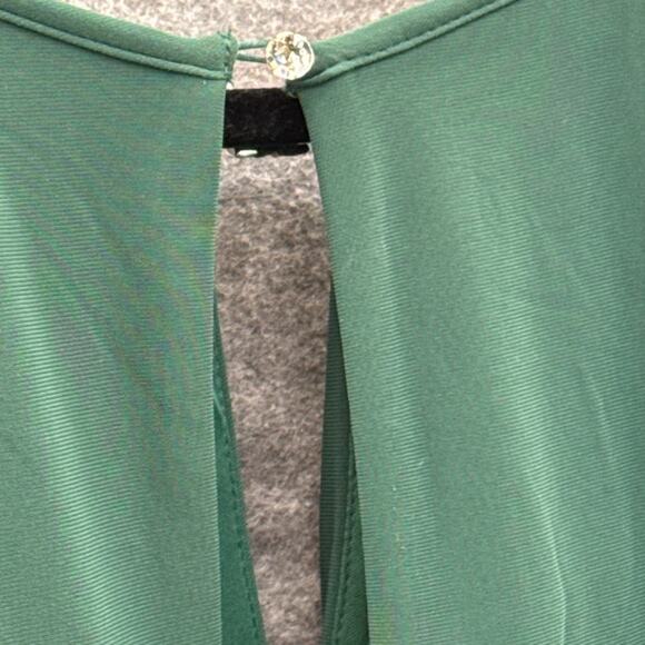 Oleg Cassini Emerald Green Rhinestone Halter Flowy A Line Evening Prom Dress 16W - Picture 6 of 9